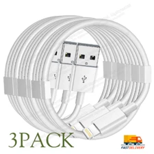 USB Fast Charger Cable Cord For Apple iPhone 7 8 XS XR 11 12 13 14 Pro Max 3PACK