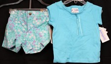 1990s NEW Buster Brown Outfit Blue Shirt Floral Shorts Girls 3T Play Casual Bow