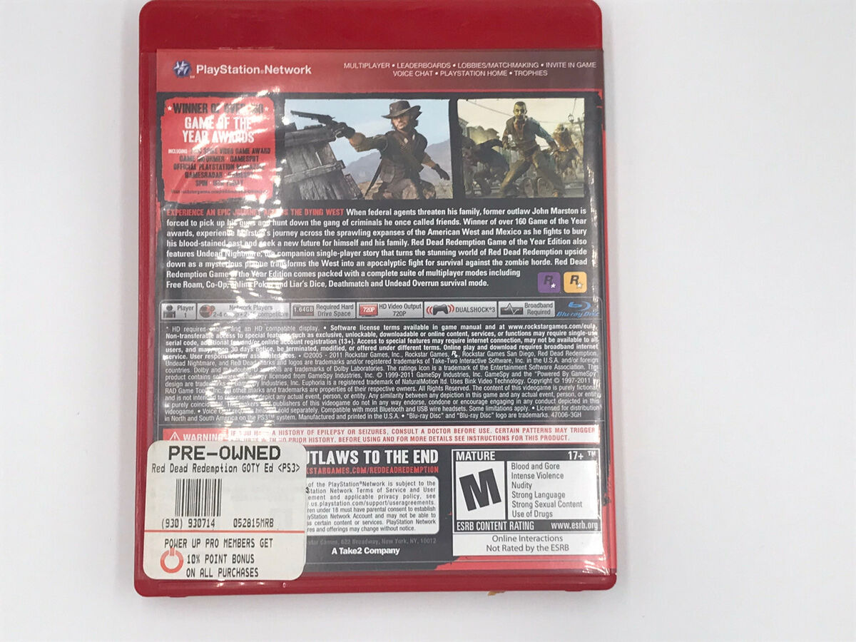 Red Dead Redemption Game Of The Year Edition PS3