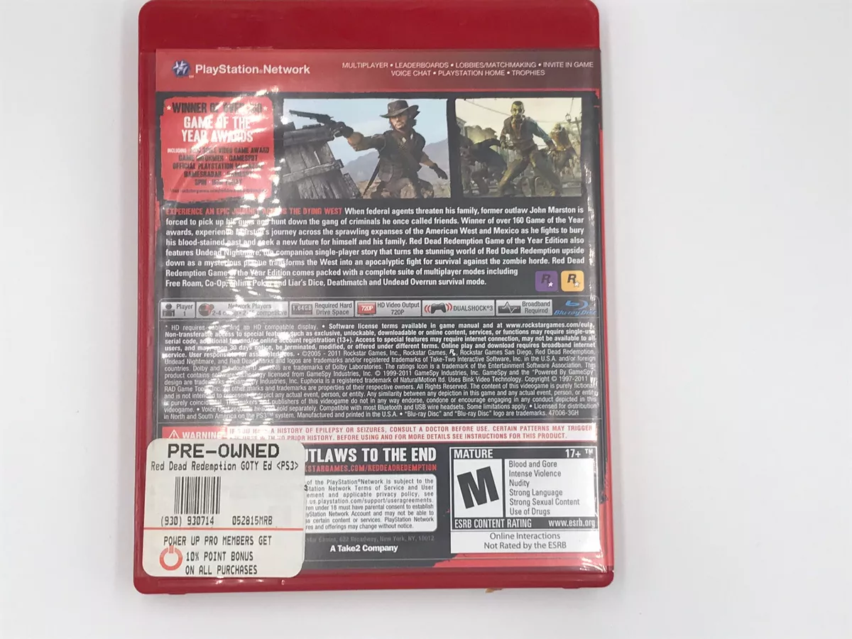 Red Dead Redemption: Game of the Year Edition (Greatest Hits) - (PS3) – J&L  Video Games New York City