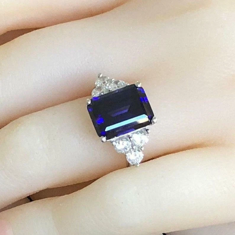 Natural 6.00 Carat 925 Sterling Silver Handmade Tanzanite Ring - Image 2 of 4