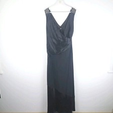 Planet Womens Velvet Evening Dress UK 8 Black Maxi Ruched Embellished Formal