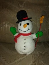 24K Beanie Boppers Blizzard Snowman Plush 7" 3903 Beanbag Stuffed Toy Christmas