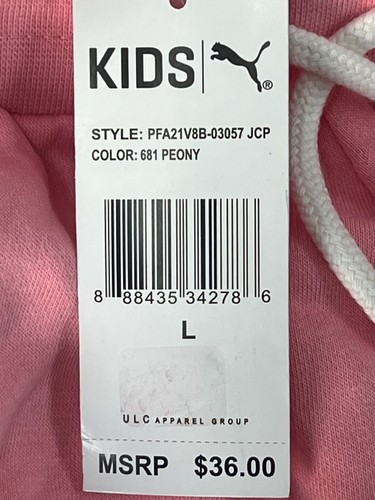 Puma Pink Jogger Sweatpants w/White Side Stripe & Glitter Logo Girls Sz L(12-14) - Picture 9 of 9