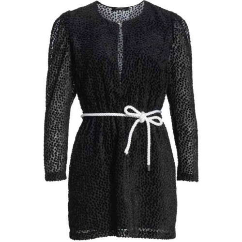 Robert Rodriguez NWT Sheer Velvet Belted Long Sleeve Mini Dress Black Size 2 - Picture 2 of 11
