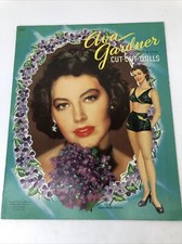 Libro da colorare bambole di carta vintage anni '50 Ava Gardner non tagliate