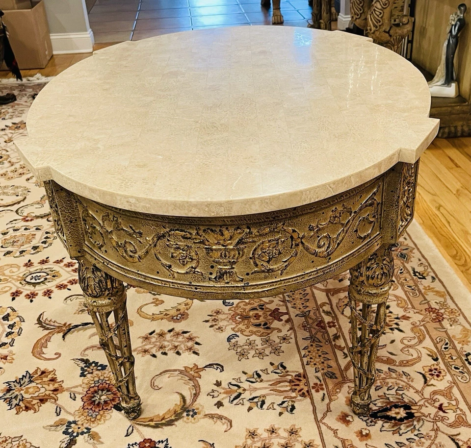 Traditional French Fossil Stone Living Room Table - Image 3 of 4