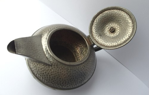 Arts & Crafts Stil Teekanne Hammerschlag CRAFTSMAN SHEFFIELD PEWTER F945 - Bild 9 von 14