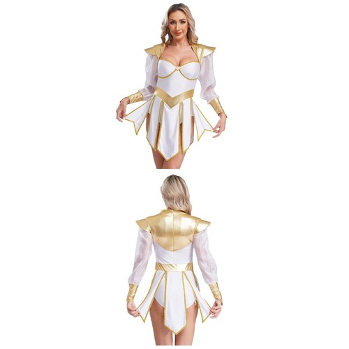 Womens Toga Warrior Costume Sweetheart Dress Jumpsuit Robe Cosplay Uniform Gown - Picture 2 of 18