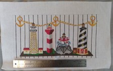 Lighthouse Line Up Shelf Rope Anchor Danji Hand Painted Canvas Needlepoint