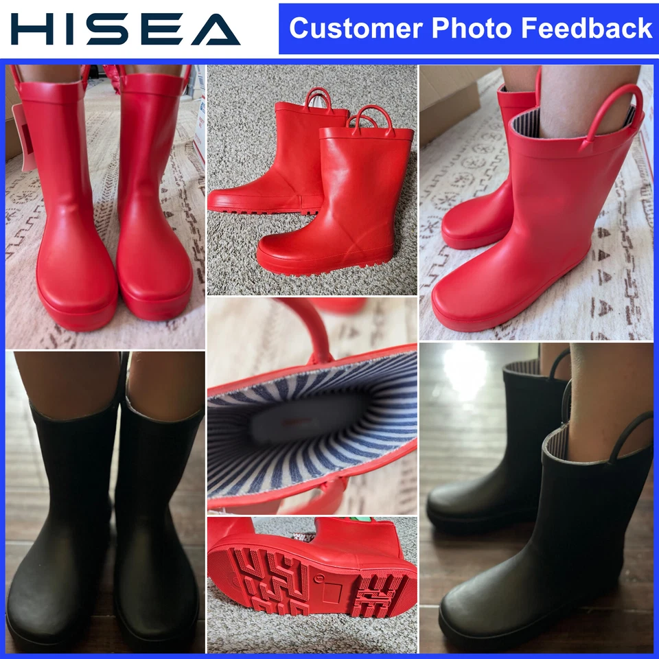 Детские дождевые сапоги HISEA с светоотражающей полосой водонепроницаемые грязевые колодки с удобной ручкой - Изображение 2 из 4