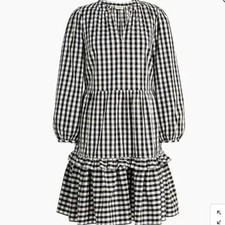 J crew Factory Cotton poplin tiered ruffle mini dress Pockets XS Item BA813