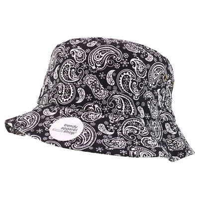 XXL Oversized Relaxed Paisley Bandana Print Bucket Hat - Free
