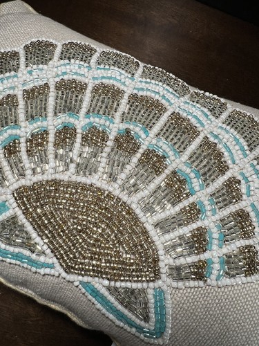Coastal Collection Beaded SHELL Pillow NEW!!! Beach Ocean CUTE! - Picture 3 of 6