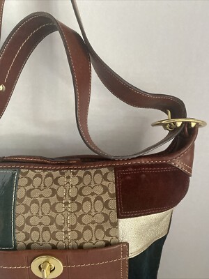 Coach Bleecker Holiday Patchwork Multicolor Duffle Bucket Shoulder