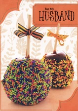 Designer Greetings Two Candy Coated Caramel Apples Halloween Card for Husband