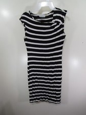 Women Calvin Klein Dress Size 6 Black White Striped Pull Over Sleeveless
