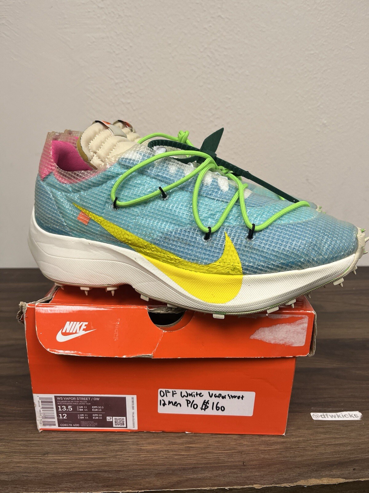 OFF WHITE X NIKE Nike Off White x Vapor Street Polarizzate Blu Donna 13 Uomo 11 5