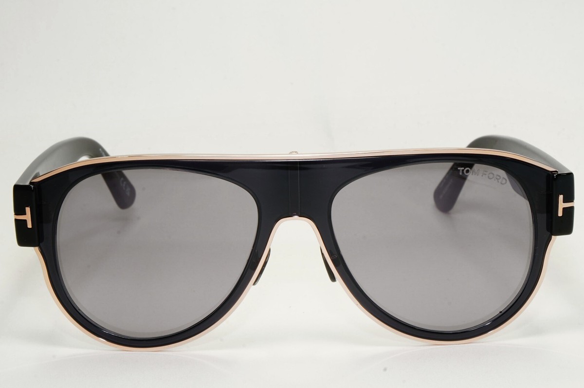 Tom Ford Sunglasses Black Glossy Gold Square Lyle-02 FT1074 TF 
