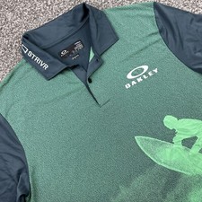 Oakley Polo Shirt Mens Small Green Surf Print Tour Issue Pro Golf Patrick Rodger