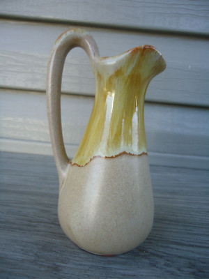 VTG Stoneware Pitcher 5 inch Brown Drip Glaze McMaster Craft Canada Signed Art
