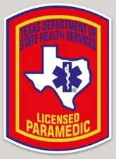 4 Inch Non-Reflective State of Texas Licensed Paramedic Vinyl Sticker