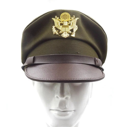 WW2 US Army Air Corps Officer Crusher Hat Military Cap With Golden Eagle Badge L