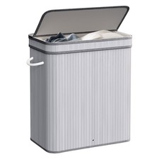 Bamboo Laundry Hamper with Lid, 72L Laundry Basket with Handle & Removable Liner
