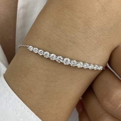 Charm Bracelet White Gold 1.6ct F/VS2 Round Brilliant Cut Lab Created Diamond