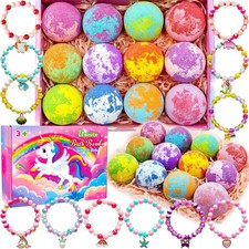 Unicorn Bath Bombs for Kids Girls with Surprise Toys Jewelry Birthday Gift