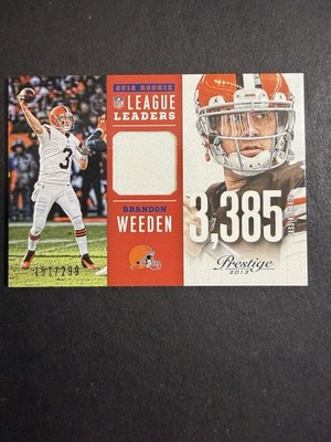 2013 Prestige Rookie League Leaders Materials #2 Brandon Weeden Jersey /299