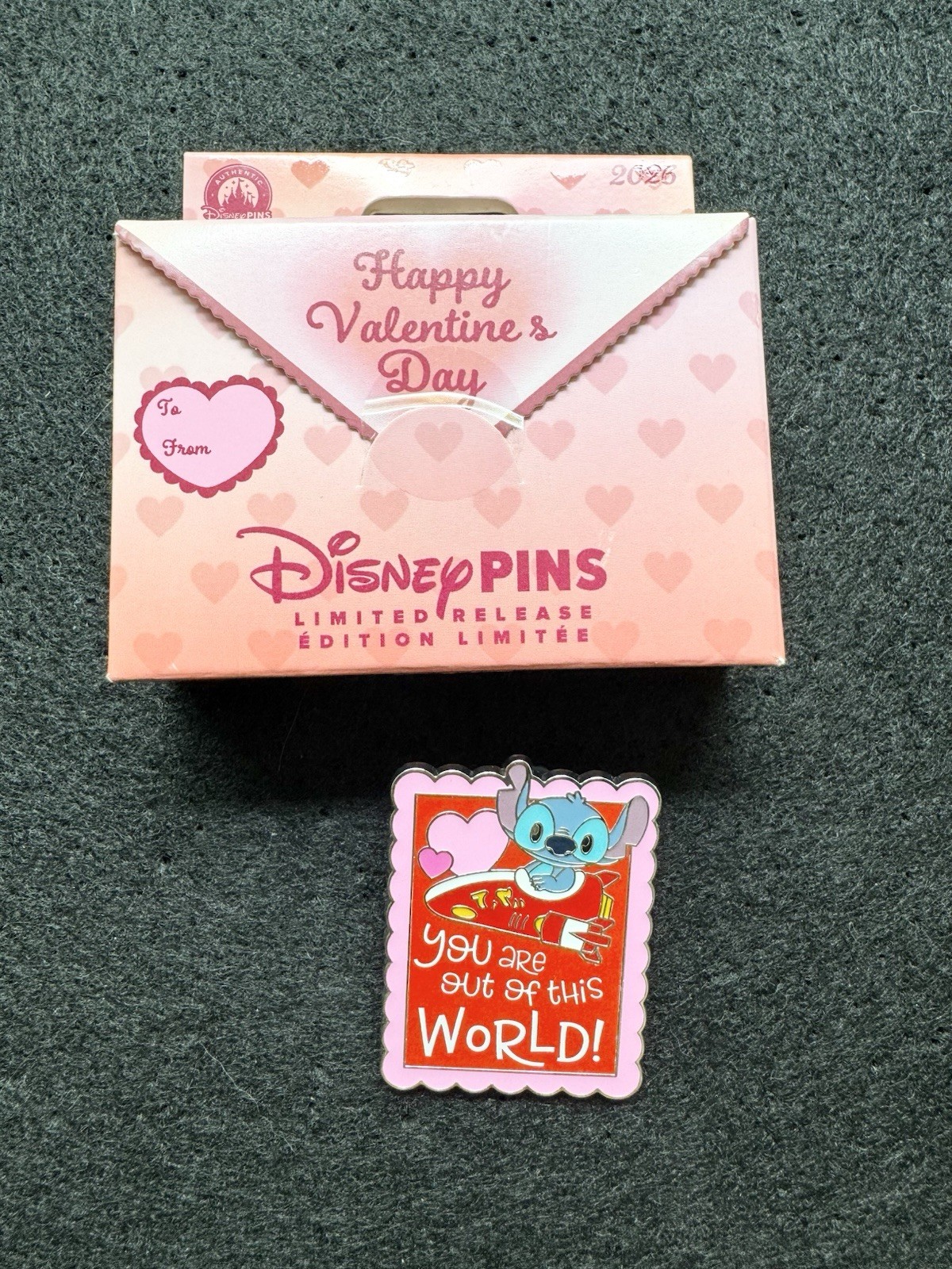Disney 2026 Valentine’s Day Stamp Mystery Box Stitch Pin