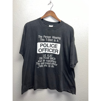 #ad #ad Vintage Police Officer Shirt Lie Flat On Your Back And Do Everything Tee 90s XL $21.00