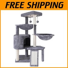 Three Layer Cat Tree with Condo  Hammocks, Grey