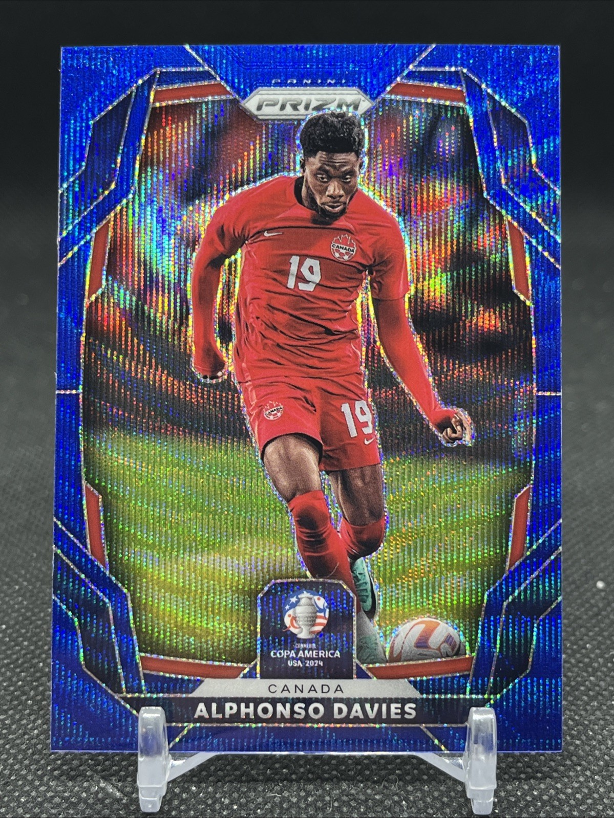 2024 Panini Prizm Alphonso Davies Conmebol Copa America Blue Wave /199 Canada