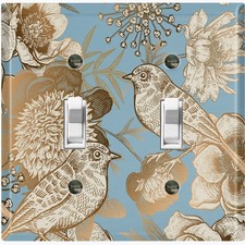 Metal Light Switch Outlet Cover Decorative Wall Plate Elegant Bird Floral AML131