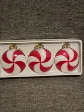Vickerman 3 Count Peppermint Twist Candy Cane Swirl Ornaments, 3.75" Set 3