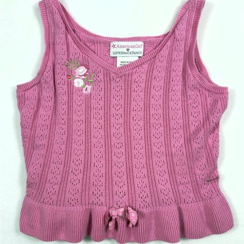 AMERICAN GIRL X LOVESHACKFANCY Girls Garden Party Peplum Tank Top S 7/8 Bow Knit - Picture 6 of 14