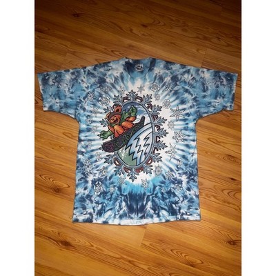 Vintage 1994 Grateful Dead Snowboard Ski Bears Shirt Liquid Blue Tie Dye L 90s