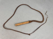 Bull Whip Braided Brown Leather Wood Handle Western Ogallala Nebraska