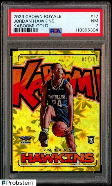 2023-24 Panini Crown Royale KABOOM! Gold #17 Jordan Hawkins RC 5/10 PSA 7 NM