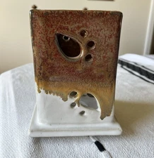 Vintage candle Holder Vase Ceramic Studio Pottery Signed