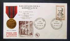 ENVELOPPE PREMIER JOUR TIMBRE N° 1290 RÉSISTANCE PAUL GATEAUD OB OZOLLES 1961