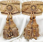 x2 ANTIQUE FRENCH 1890s INTRICATE TEXTILE PASSEMENTERIE CURTAIN DRAPE TIE BACKS