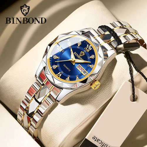 BINBONG Women's Luxury Fashion Watch Waterproof Luminous Stainless Steel Gift Bo - Afbeelding 2 van 19