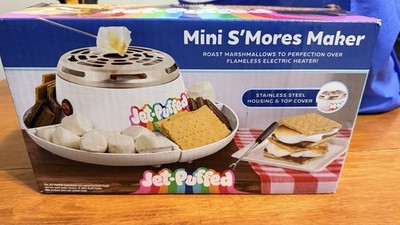 Jet-Puffed Mini S'Mores Maker Electric Flameless Heater Stainless Steel 4 Trays