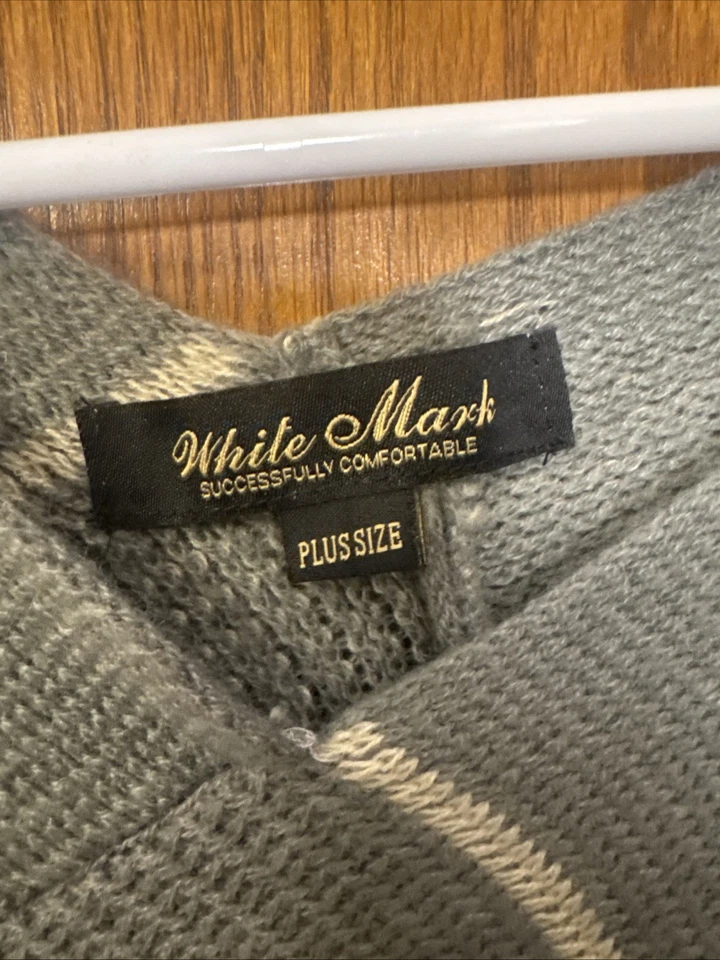 Poncho acrílico gris talla grande White Mark Ruana con flecos, talla única Foto 2 de 4