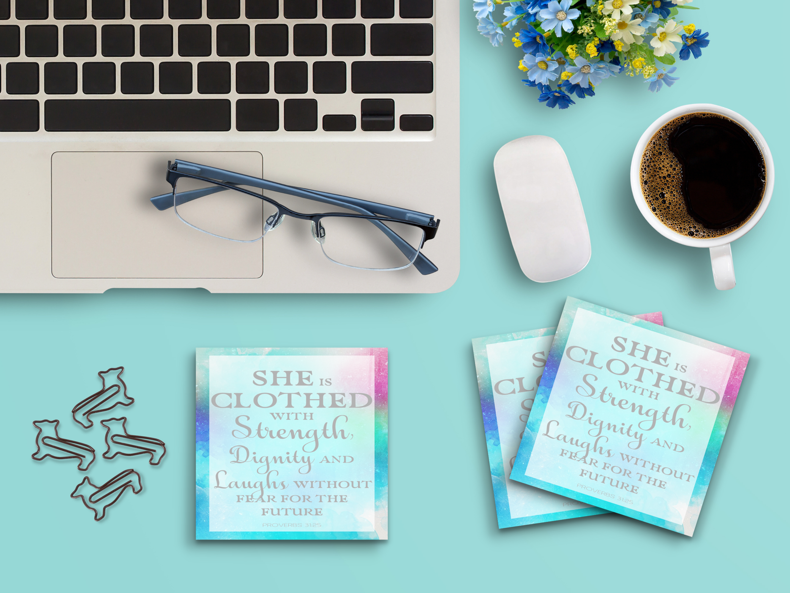 Sticky Notes 3 Pack 3x3 50 Sheets Strength Dignity Laughs Without Fear Design-image