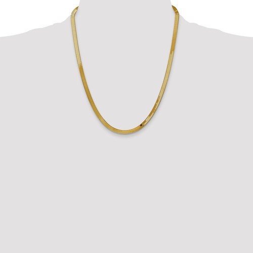 10K Yellow Gold 4mm Silky Herringbone Chain 22 Inch - Picture 4 of 4