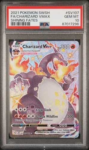2021 POKEMON SWORD & SHIELD SHINING FATES #SV107 FULL ART/CHARIZARD VMAX PSA 10